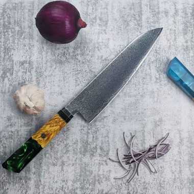Hayami Damascus Chef Knife Green