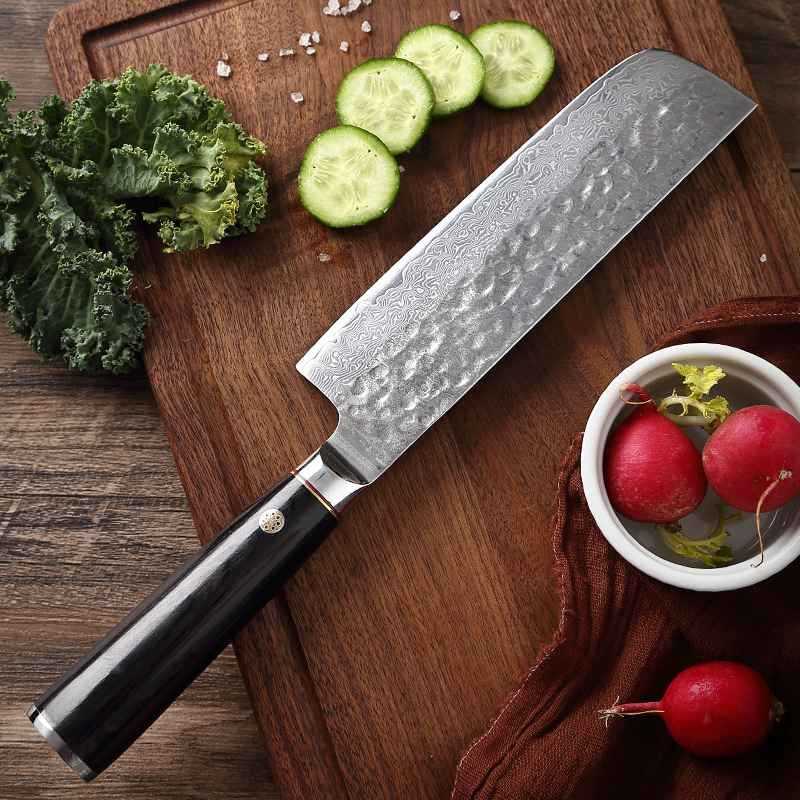Nakiri Knife with Black Pakkawood Handle 7 Inch