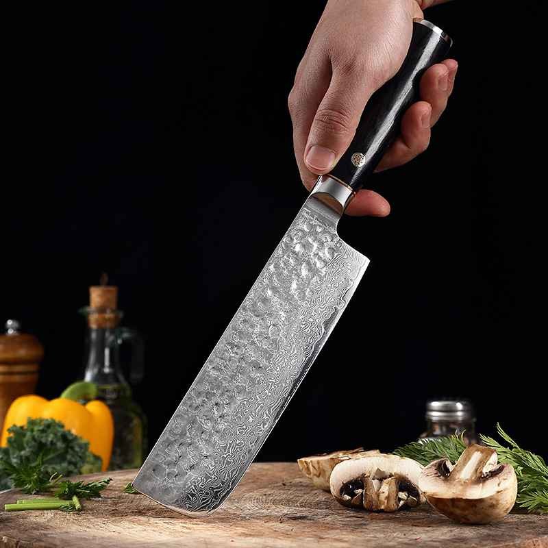 Nakiri Knife with Black Pakkawood Handle 7 Inch