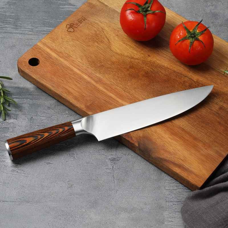 Chef Knife 8 Inch with wavy grain wood
