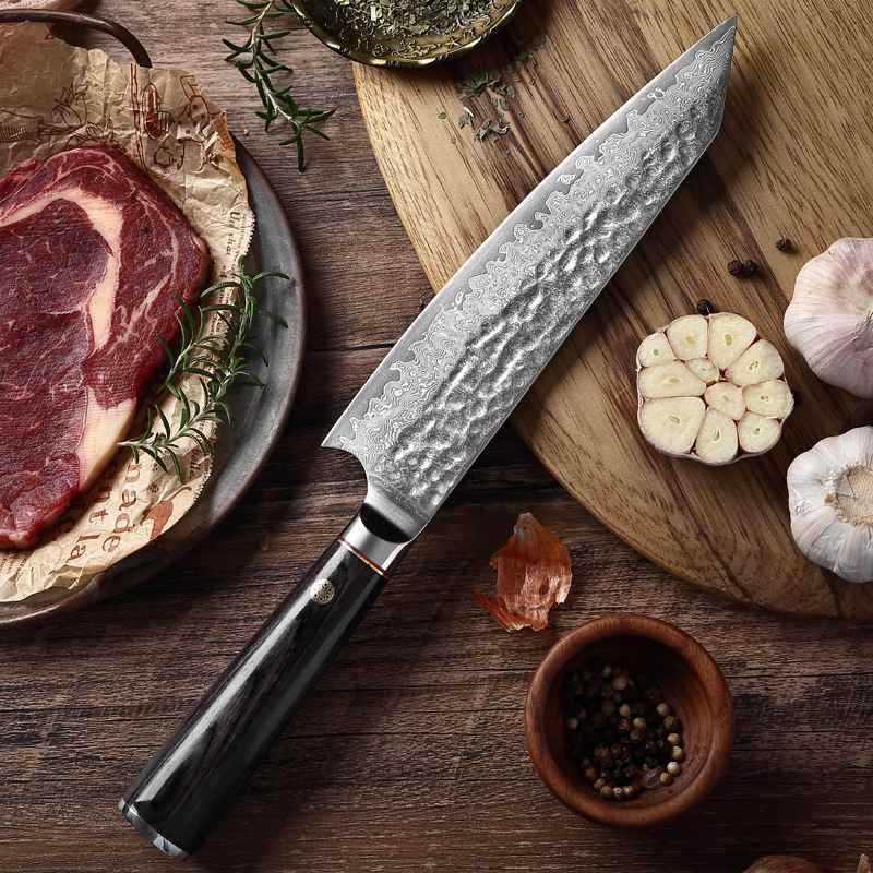 Bunka Chef Knife with Black Pakkawood 8 Inch