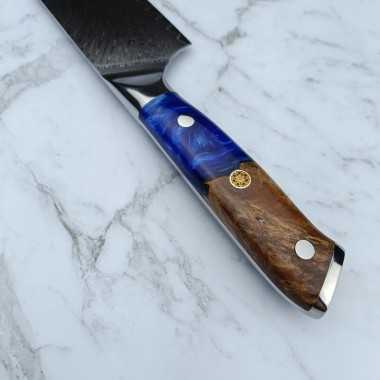 Mirage Damascus Chef Knife 8 Inch Blue
