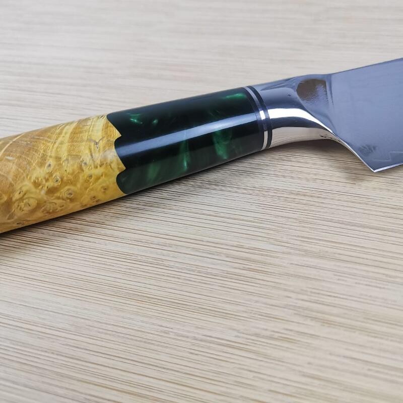 Aya Damascus Chef Knife 8 Inch Green