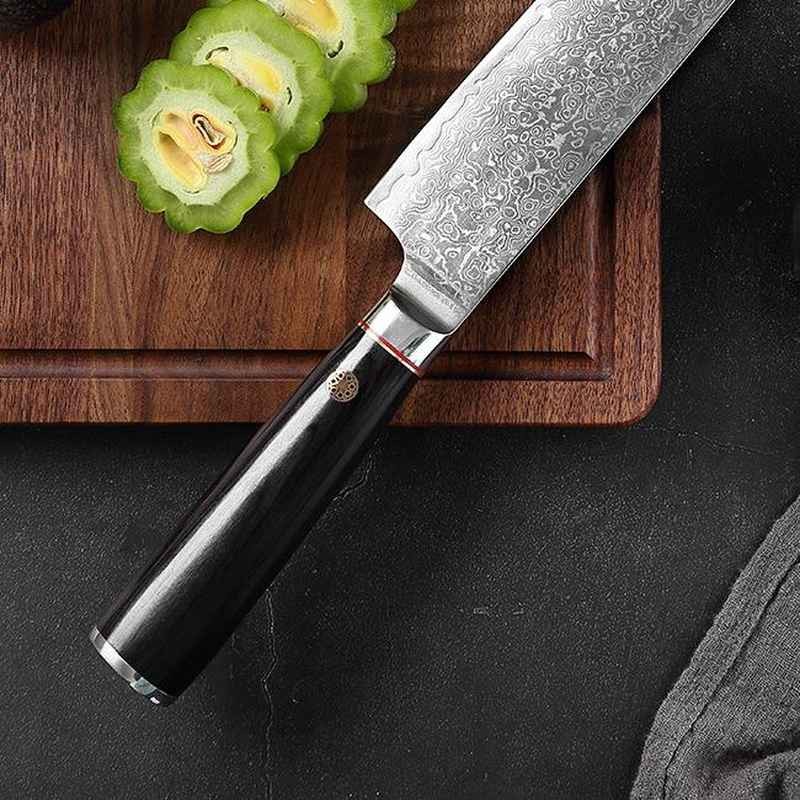 Santoku Knife with Black Pakkawood Handle 7 Inch - Image 5